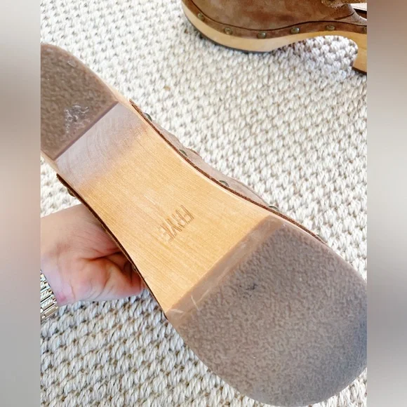 Frye Jessica clog in brown -Brown Suede Wooden Clog Heels - Women's 6 - Picture 8 of 8